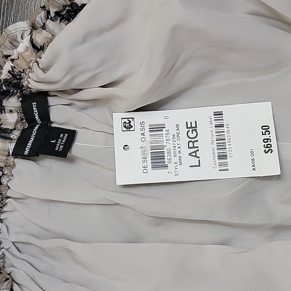 INC Blouse Beige Black Sheer - Picture 6 of 7